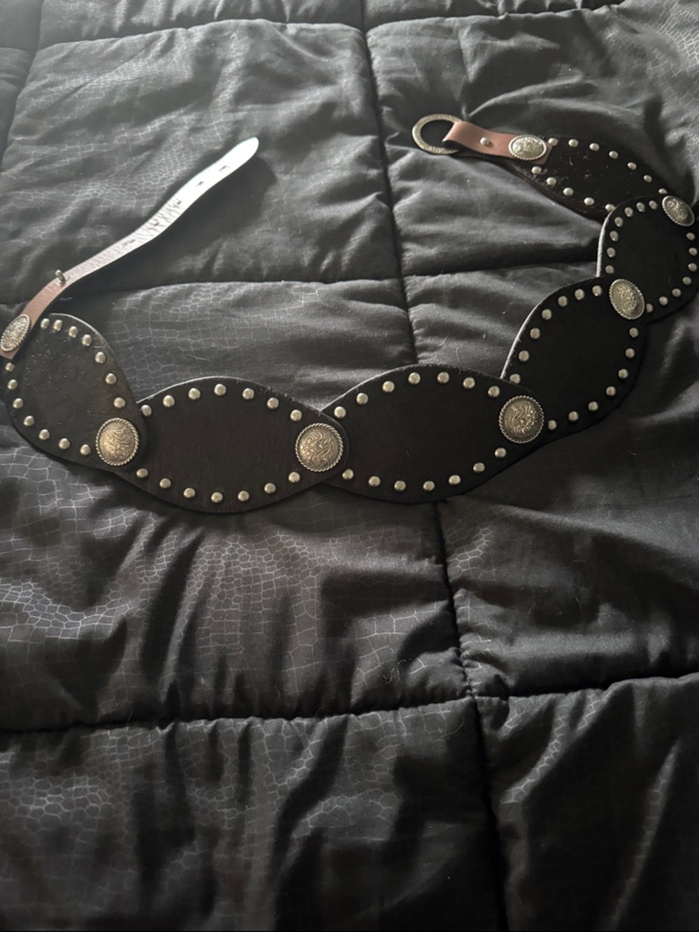 Idyllwind black calf hair and brown leather concho hip belt -worn one time. - Picture 2 of 3